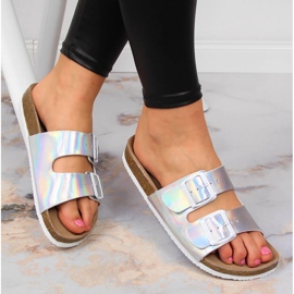 Babucha mujer plateada con hebillas Big Star HH274895 plata 1