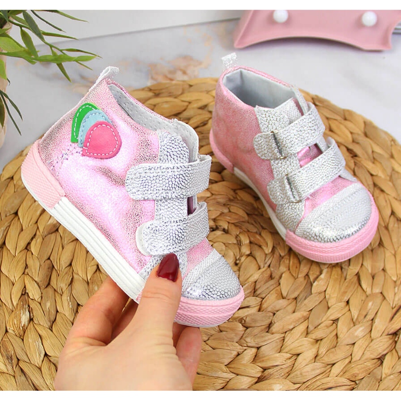 Zapatos niña con velcro Kornecki 6790 rosado 1