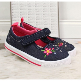 Zapatillas de niña American Club jeans azul marino rosado 2