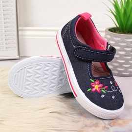 Zapatillas de niña American Club jeans azul marino rosado 3