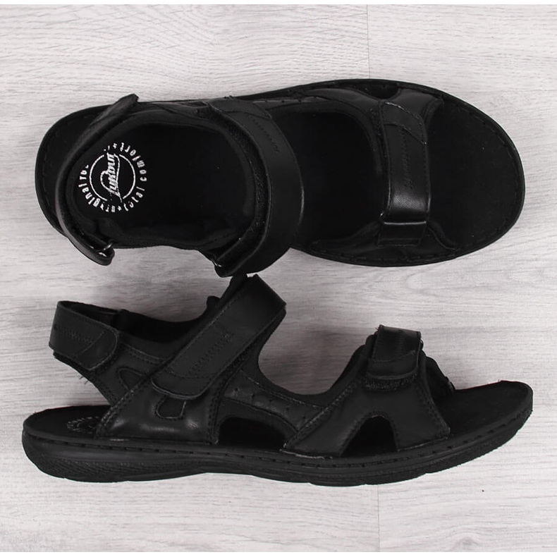 Sandalias de hombre de piel negras con cierre de velcro Łukbut 991 negro 1 Sandalias de hombre de piel negras con cierre de velcro Łukbut 991 negro 1