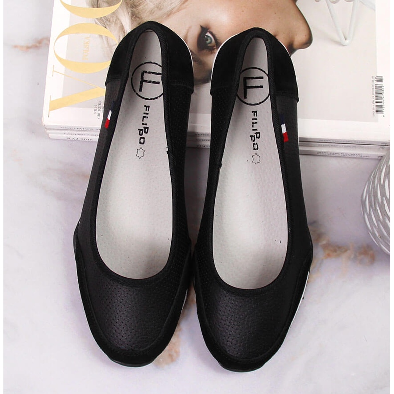 Bailarinas mujer caladas en piel negra Filippo negro 1