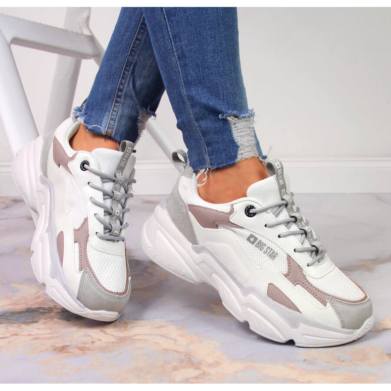 Zapatos deportivos de mujer en la plataforma blanca Big Star HH274255 blanco multicolor 1 Zapatos deportivos de mujer en la plataforma blanca Big Star HH274255 blanco multicolor 1