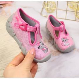 Pantuflas de niña para guardería rosa y gris Befado 1