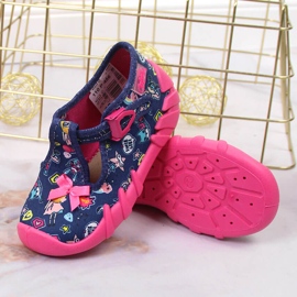 Pantuflas de niña para guardería, azul marino Befado rosado 3