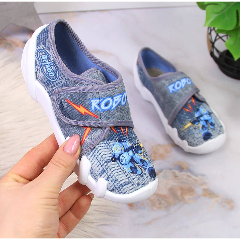 Zapatillas de casa para niño para guardería en Befado gris con velcro 1