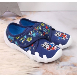 Zapatillas de casa de niño para guardería con velcro azul marino Befado 2