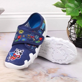 Zapatillas de casa de niño para guardería con velcro azul marino Befado 3