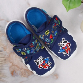 Zapatillas de casa de niño para guardería con velcro azul marino Befado 4