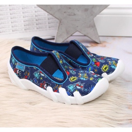 Zapatillas de niños para jardín de infantes en los elásticos azul marino de Befado. 2