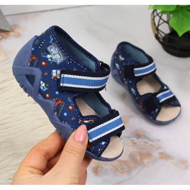 Pantuflas infantiles para jardín de infancia en nabos Befado azul marino 1