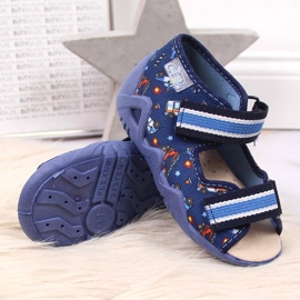 Pantuflas infantiles para jardín de infancia en nabos Befado azul marino 3