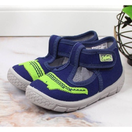 Zapatillas casa niño con velcro con cocodrilo azul marino Befado 2