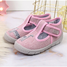 Pantuflas de niña con velcro y gato Befado rosa rosado 2