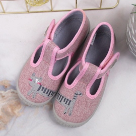 Pantuflas de niña con velcro y gato Befado rosa rosado 4