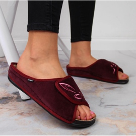 Burdeos Inblu, velcro, zapatillas de casa de mujer rojo 5