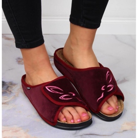 Burdeos Inblu, velcro, zapatillas de casa de mujer rojo 6