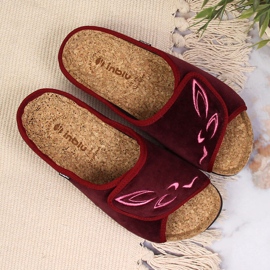 Burdeos Inblu, velcro, zapatillas de casa de mujer rojo 3