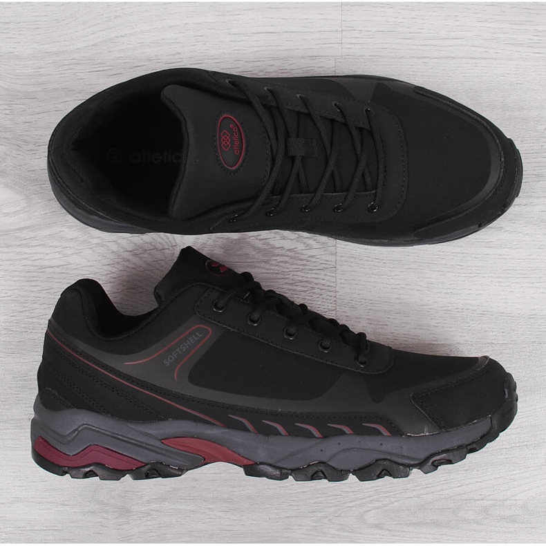 Atletico Zapatillas de trekking impermeables Atlético negro y rojo para hombre 1