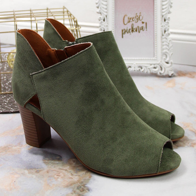 Botas primavera mujer punta abierta verde Jezzi 2