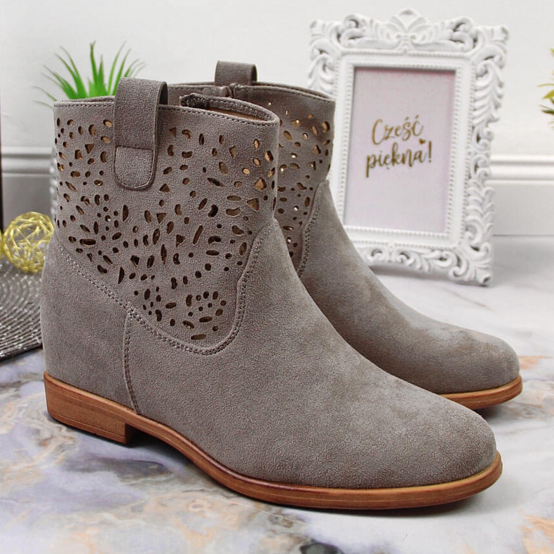 Botines cuña primavera calados mujer Filippo gris 2 Botines cuña primavera calados mujer Filippo gris 2