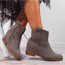 Botines cuña primavera calados mujer Filippo gris 4