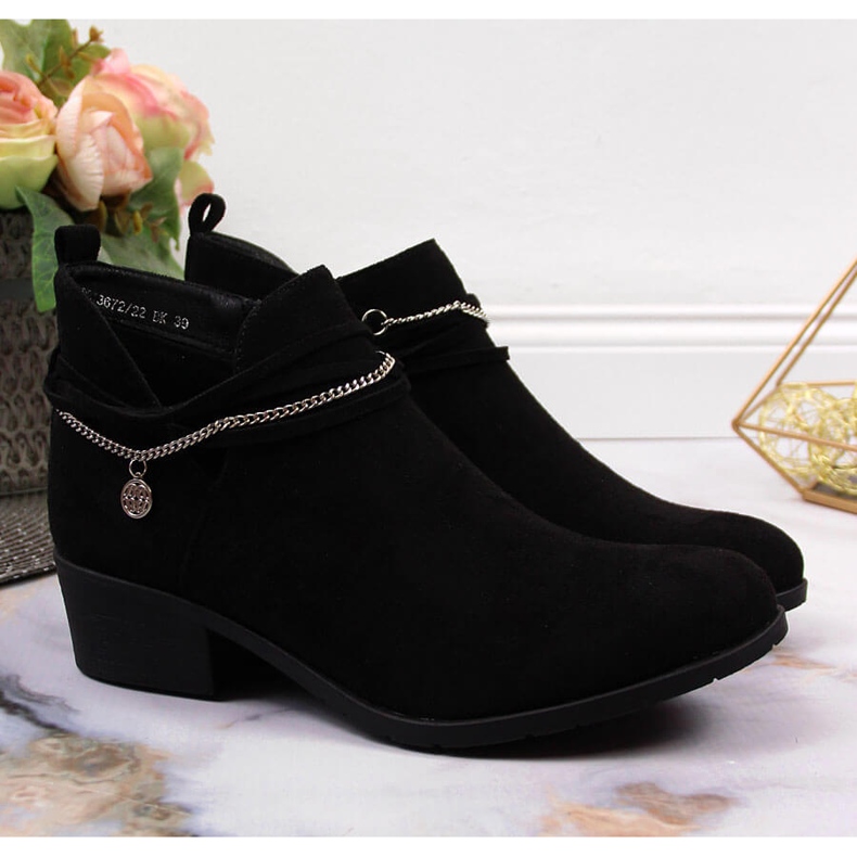 Black Filippo botas de mujer negras con cadena negro 2