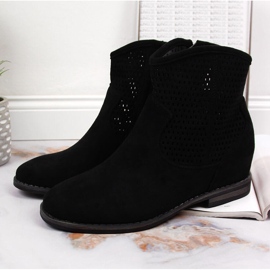 S.Barski Botas cuña mujer caladas negras de S. Barski negro 2
