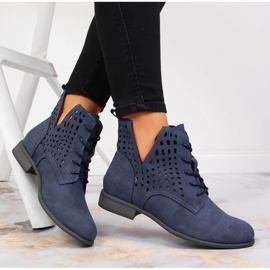 Botines mujer primavera calados Jezzi azul marino 4