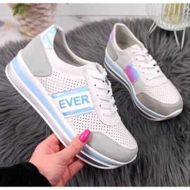 Zapatos de piel con plataforma holográfica en blanco Filippo gris 1