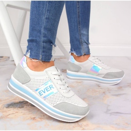 Zapatos de piel con plataforma holográfica en blanco Filippo gris 6