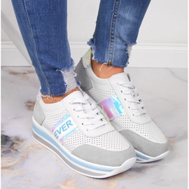 Zapatos de piel con plataforma holográfica en blanco Filippo gris 5