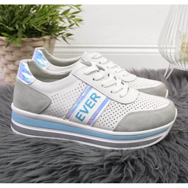 Zapatos de piel con plataforma holográfica en blanco Filippo gris 2