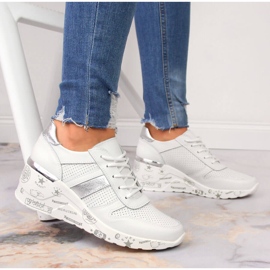 Zapatos mujer de piel con cuña blanco Filippo 5