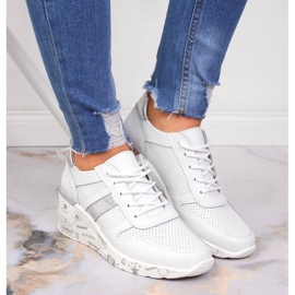 Zapatos mujer de piel con cuña blanco Filippo 6