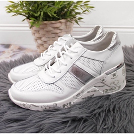 Zapatos mujer de piel con cuña blanco Filippo 2