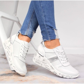 Zapatos mujer de piel con cuña blanco Filippo 4