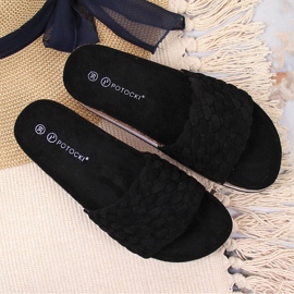 Pantuflas de mujer con plataforma Potocki en negro 4