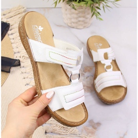 Babucha mujer piel blanca con velcro blanco Rieker 62886-80 2