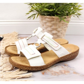 Babucha mujer piel blanca con velcro blanco Rieker 62886-80 3
