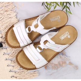 Babucha mujer piel blanca con velcro blanco Rieker 62886-80 4
