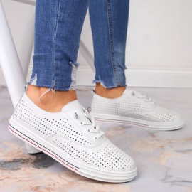 Zapatos mujer piel calada blanca Vinceza 6