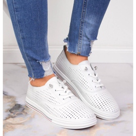 Zapatos mujer piel calada blanca Vinceza 7