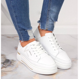 Zapatos de mujer de piel, zapatillas blancas Vinceza 6