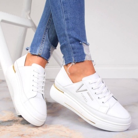 Zapatos de mujer de piel, zapatillas blancas Vinceza 1