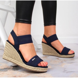 Sandalias alpargatas con cuña azul marino Big Star JJ274977 3