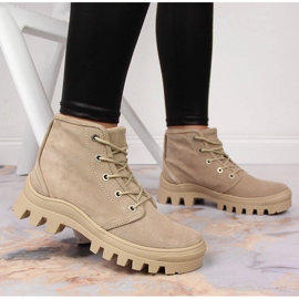 Deportivas mujer Filippo de piel beige 2