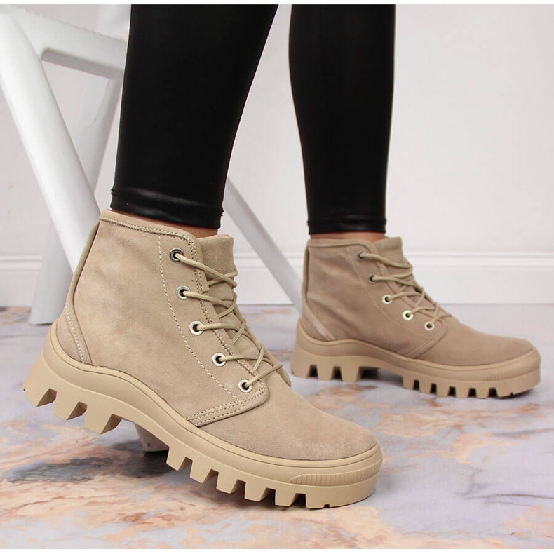 Deportivas mujer Filippo de piel beige 2