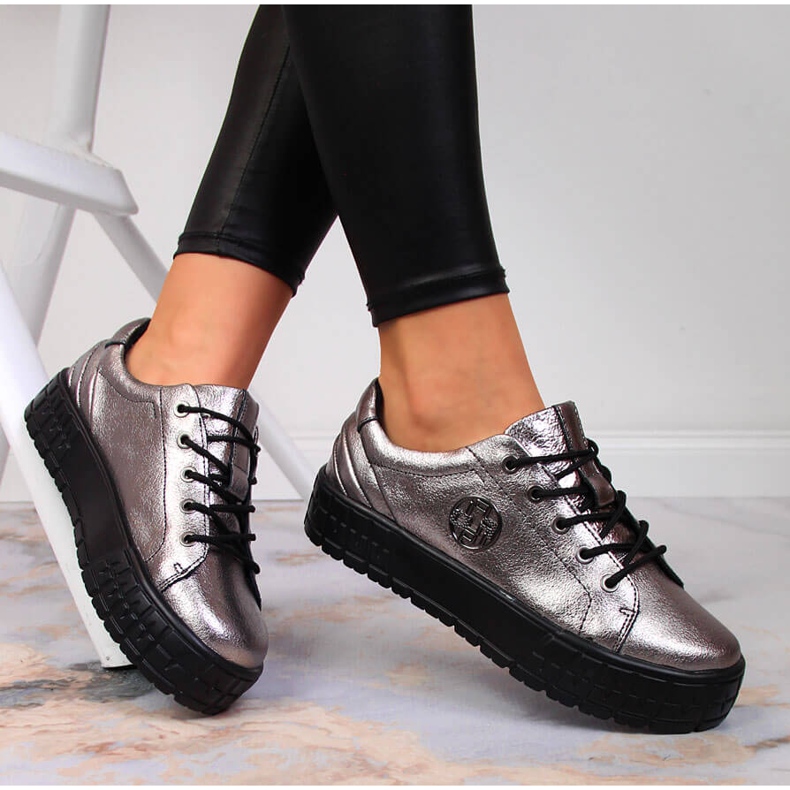 Zapatos mujer piel plata Filippo plata 1