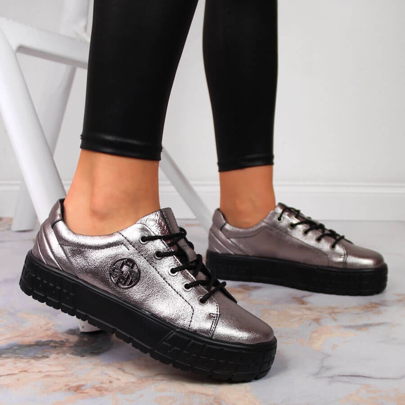 Zapatos mujer piel plata Filippo plata 2